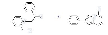 Indolizine,2-phenyl- is prepared by2-methyl-1-(2-oxo-2-phenyl-ethyl)-pyridinium
